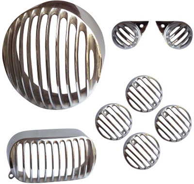 

Almos Royal Enfield Bullet Electra Chrome Head Light Grill Set Bike Headlight Grill(Silver)