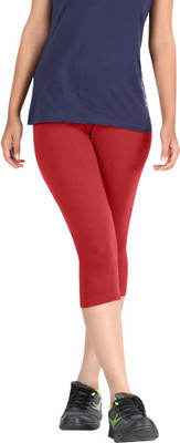 Pixie Cotton Lycra Women Red Capri Pixie Cotton Lycra Women Red Capri