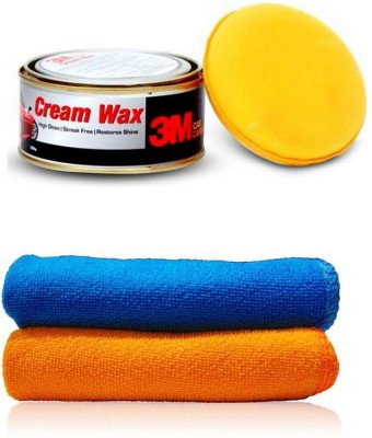 3M 1 Pcs Car Cream Wax-220 gm. & Microfiber Cloth 2 pcs. Combo