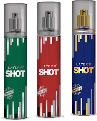 

LAYERR SHOT ROYAL JADE FRAGRANT BODY SPRAY + SHOT RED STALLION FRAGRANT BODY SPRAY + SHOT IMPERIAL FRAGRANT Body Spray - For Men(135 ml, Pack of 3)