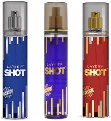 

LAYERR SHOT PASSION FRAGRANT BODY SPRAY + SHOT DYNAMIC FRAGRANT BODY SPRAY + SHOT DEEP DESIRE FRAGRANT Body Spray - For Men(135 ml, Pack of 3)