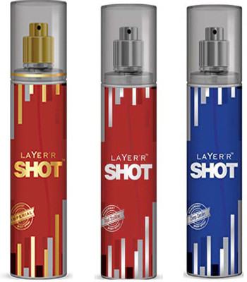 

LAYERR SHOT DEEP DESIRE FRAGRANT BODY SPRAY + SHOT RAD STALLION FRAGRANT BODY SPRAY + SHOT PASSION FRAGRANT Body Spray - For Men(135 ml, Pack of 3)