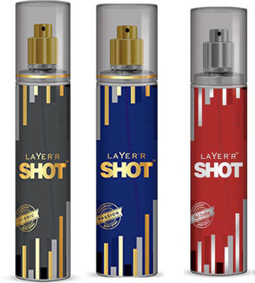 

LAYERR SHOT RED STALLION FRAGRANT BODY SPRAY + SHOT POWER IMPERIAL FRAGRANT BODY SPRAY + SHOT ICONIC FRAGRANT Body Spray - For Men(135 ml, Pack of 3)