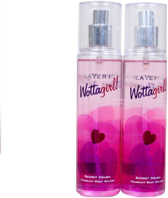 

Layer WOTTAGIRL SECRET CRUSH 135 ML EACH ( PACK OF 2) Body Spray - For Women(270 ml, Pack of 2)