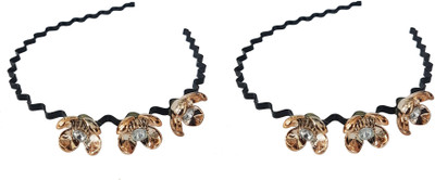 

Kabello ZigZag Hair Clips / Floral Hair Bands For Kids, Girls & Women Hair Band(Gold, Black)