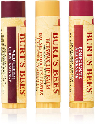 Burt's Bees Lip Balm Trio Tin Gift Set Pomegranate, Beeswax, Wild Cherry(Pack of: 3, 12.75 g)