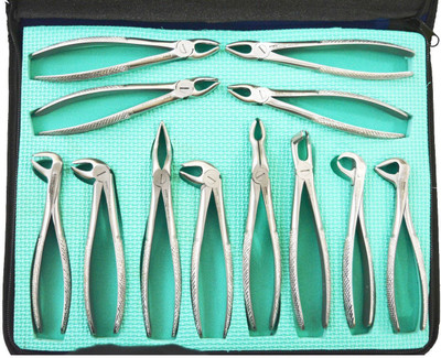 

SS White Tooth Extraction Forceps -12 Pcs Set (English Pattern Handle ) Medical Equipment Combo