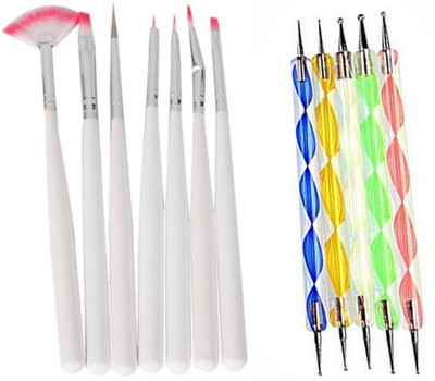 

Iris 7 Excellent United Combo of 8 Pcs Nail Art White Brush Set and 5 Pcs Multicolor Design Dotting Painting Drawing UV Polish Brush Pen Tools Set Kit(Multicolor)