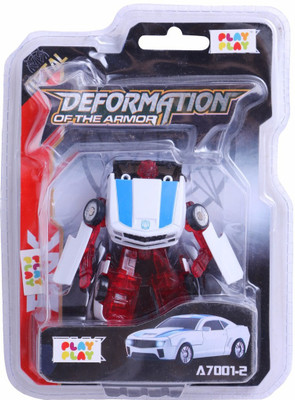 

PlayPlay Action Robot Mode Changeable Toy Convert Into Car For Kids (White, Red , Blue)