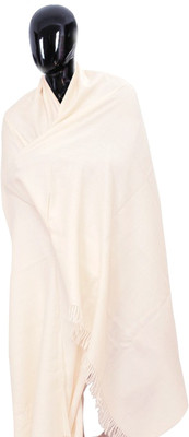 Dhariwal Pure Wool Solid Men Shawl(White)