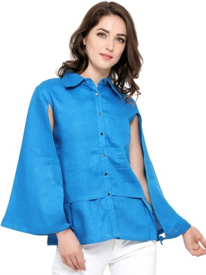 Smarty Pants Women Solid Casual Blue Shirt