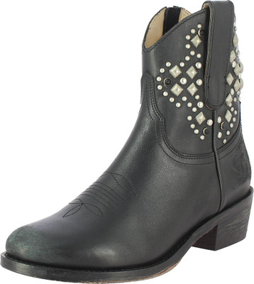 

Saint G Black Leather Womens Ankle Boots For Women(Black