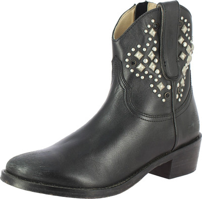 

Saint G Black Leather Womens Ankle Boots For Women(Black