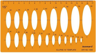 

Isomars 1836 15 Degrees Ellipse Ellipses Shapes Figure Symbols Drafting Stencil(Pack of 1, Laser Cut & Engraved)