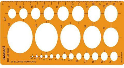 

Isomars 1831 Metric 45 Degrees Ellipse Ellipses Shapes Symbols Drawing Stencil(Pack of 1, Laser Cut & Printed)