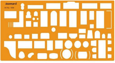 

Isomars 1858 Metric 1:50 Scale Architectural Drawing - Furniture Symbols for House Interior Floor Plan Design Stencil(Pack of 1, Laser Cut & Engraved)