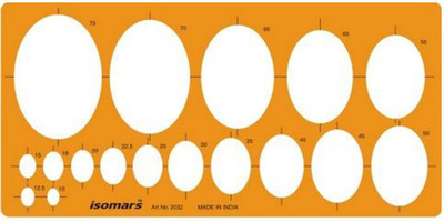 Isomars 1832 Metric Large Ellipse Ellipses Shapes Figure Symbols Drafting Stencil(Pack of 1, Laser Cut & Printed)