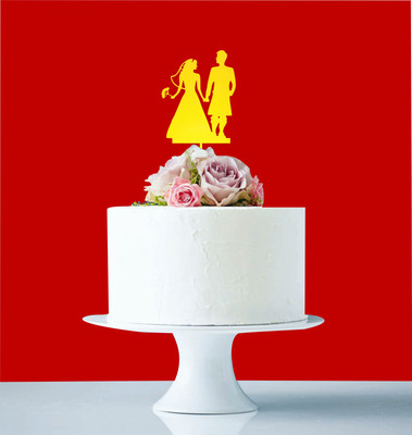 

Naveed Arts  Acrylic cake topper Sticker(Pack of 1, Golden mirror