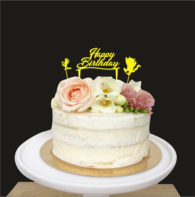 

Naveed Arts  Acrylic cake topper Sticker(Pack of 3, Golden mirror