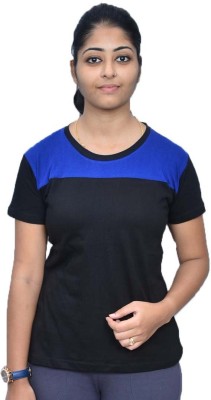 Himgiri International Solid Couple Round Neck Blue, Black T-Shirt