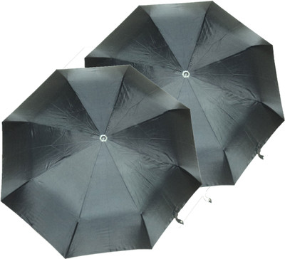 

K.C Paul 3 Fold Master pack of 2 Umbrella(Black)