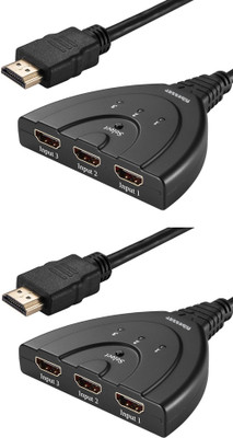 

ReTrack SET OF 2PC 3x1 Port HDMI Switch 4K Auto Switcher Box 3-Port High Speed for Full HD 4K 1080P 3D Player USB Adapter(Black)