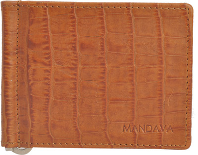 

mandava Men Tan Genuine Leather Money Clip(6 Card Slots)