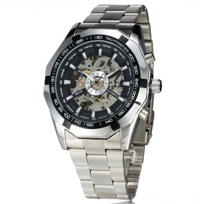 Addic Winner Super-Luxury Silver Black Dial Watch  - For Men   Watches  (Addic)