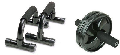 STARX AB roller with Push Up bar Ab Exerciser(Black)