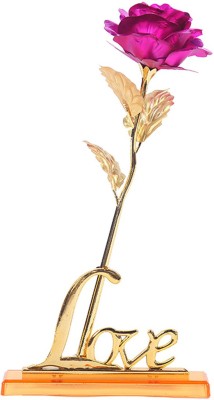 

Encelade Pink Gold Rose With Gift Box With Love Stand Pink, Gold Rose Artificial Flower with Pot(10 inch, Pack of 1)