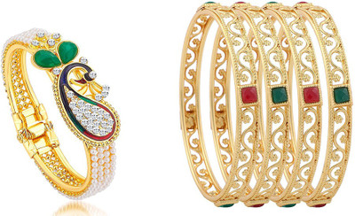 ZENEME Alloy Gold-plated Bangle Set(Pack of 5)