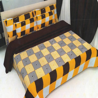 Elegance 120 TC Polycotton Double Geometric Flat Bedsheet(Pack of 1, Yellow & Black)