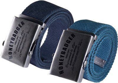 

Honey Badger Men & Women Casual Blue Canvas Belt, Blue;navy