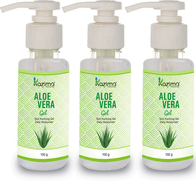 

KAZIMA Pure Natural Aloe Vera Gel 100 Gram (Pack of 3) - Ideal for Skin Treatment, Face, Acne, Hair Treatment(100 g)