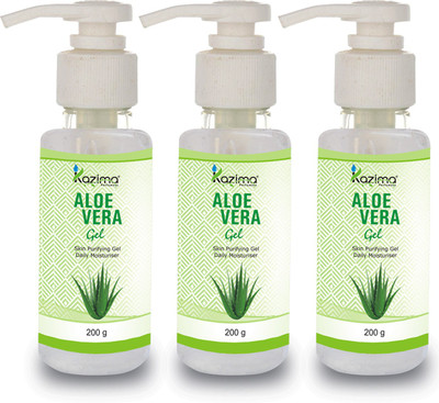 

KAZIMA Pure Natural Aloe Vera Gel 200 Gram (Pack of 3) - Ideal for Skin Treatment, Face, Acne, Hair Treatment(200 g)