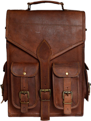 

The Artists Creation Genuine Leather Office Laptop Backpack Business Large Briefcase - For Men(brown)