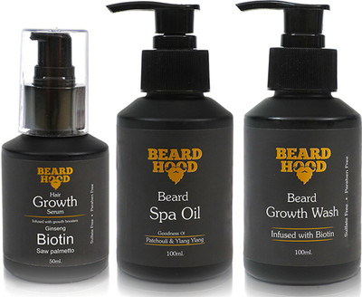

Beardhood Beard Growth Kit: Beard & Hair Growth Serum (50ml) & Beard Growth Wash (100ml) & Beard Spa Oil (100ml)(Set of 3)