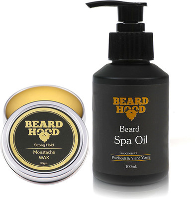 

Beardhood 100% Natural Mustache Wax Strong Hold (30g) & Beard Spa Oil (100ml)(Set of 2)