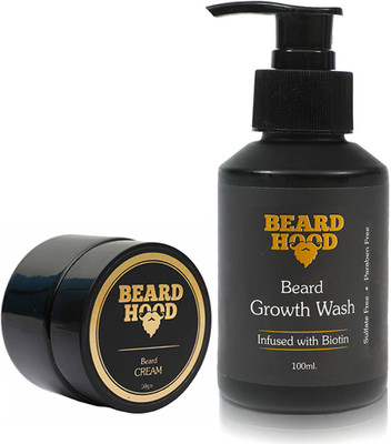 

Beardhood Beard Growth Wash (100ml) & 100% Natural Beard Cream (50g)(Set of 2)