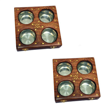 

MartCrown Wooden handcrafted handmade carving masala box Wooden Fridge Container, 2 Piece Condiment Set(Wood)
