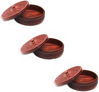 

MartCrown Wooden handcrafted handmade carving masala box Wooden 3 Piece Condiment Set(Wood)