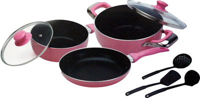 

ShopyBucket High Quality Polo Lifetime Non Stick Cookware Set of 8 Pcs Induction Bottom Cookware Set(PTFE (Non-stick), 1 - Piece), Pink