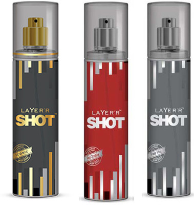 

LAYERR SHOT POWER PLAY FRAGRANT BODY SPRAY + SHOT RED STALLION FRAGRANT BODY SPRAY + SHOT ICONIC FRAGRANT Body Spray - For Men(135 ml, Pack of 3)