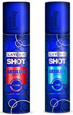 

LAYERR SHOT ABSOLUTE SERIES GAME FRAGRANT BODY SPRAY + SHOT ABSOLUTE SERIES POWER FRAGRANT Body Spray - For Men(135 ml, Pack of 2)