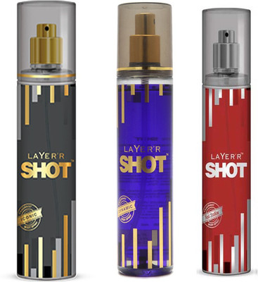 

LAYERR SHOT RED STALLION FRAGRANT BODY SPRAY + SHOT ICONIC FRAGRANT BODY SPRAY + SHOT DYNAMIC FRAGRANT Body Spray - For Men(135 ml, Pack of 3)