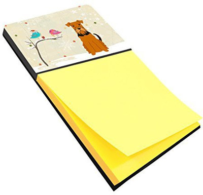 

Caroline's Treasures Pocket-size Note Pad(Christmas Presents between Friends Airedale, Yellow)