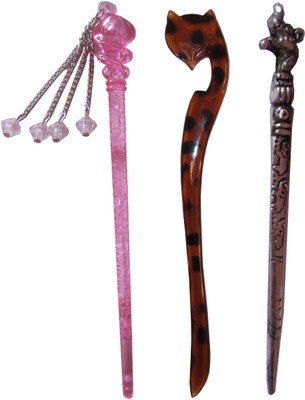 

Kabello 360 Degree Gajra combo of juda sticks Bun Stick(Multicolor)