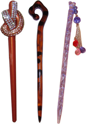 

Kabello 360 Degree Gajra combo of juda sticks Bun Stick(Multicolor)