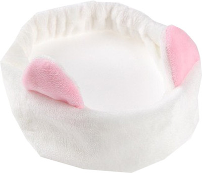 

TENFLOOR Cute Cat Ear Soft Hairband, Washing Face Makeup Headband(White Color) Head Band(White)