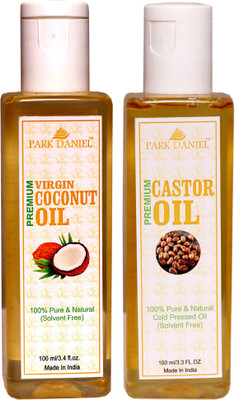 

Park Daniel Premium Virgin Coconut oil and Castor Oil Combo pack of 2 bottles of 100 ml(200 ml) Hair Oil(200 ml)